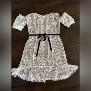 For Love & Lemons Dakota Lace Mini Dress White Lace